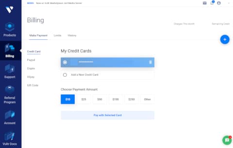 支払関連の情報を表示する『Billing』ページ