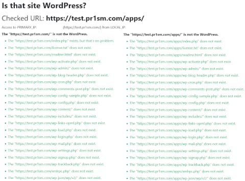 外部から見てWordPressサイトであるかをチェック(要素を横2列に編集しています)
