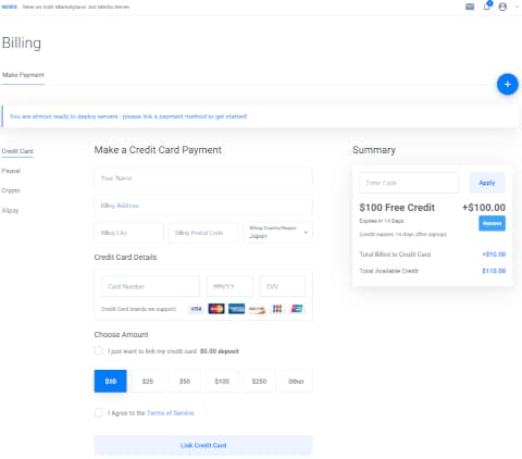 ログイン直後、コントロールパネルの『Billing』ページに移動する