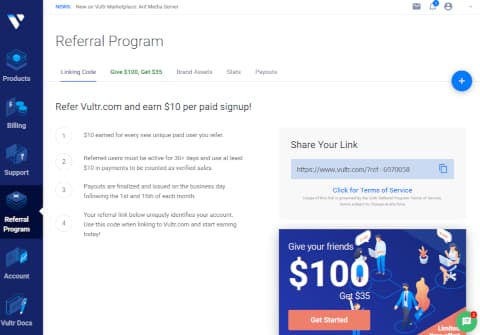 リファラルに関する各情報を扱う『Refferal Program』ページ