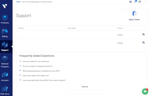問い合わせやFAQを扱う『Support』ページ